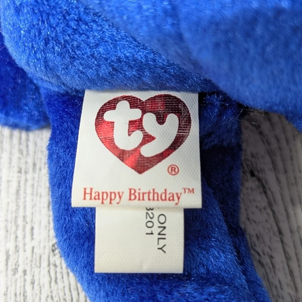 Ty Happy Birthday Blue Bear with Party Hat Stuffed Animal